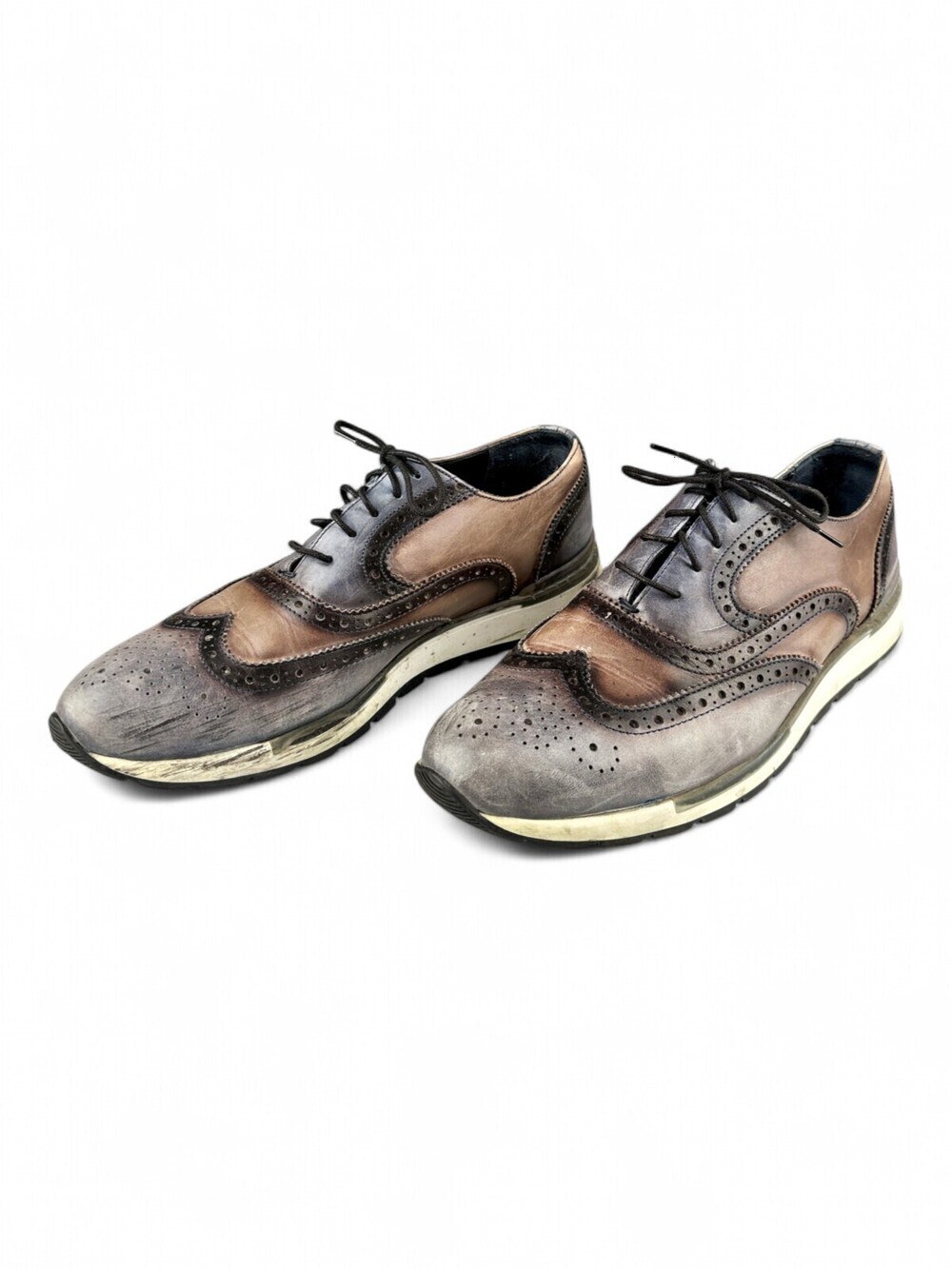 Duca Leather Wingtip Sneakers Mens EU 43 US 9.5 Brown Charcoal Brogue Italy